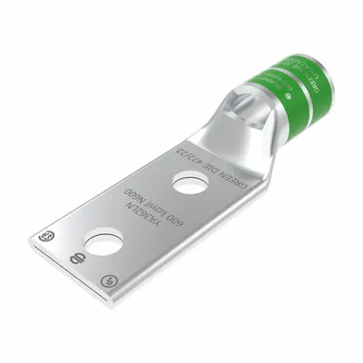 BURNDY Compression Lug: For 600 kcmil, Stranded Wire, 1/2 in Stud Size, Std - Two-Hole Compression Lugs