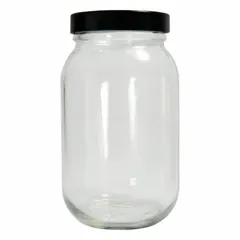 Clear Wide Mouth Round Glass Lab Bottles, 480 mL, 63-400, Colorless, 79 mm Body Dia, Pack of 12