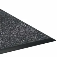 Indoor/outdoor medium-traffic scraper-dryer mat with spaghetti-loop construction. Measures 3 ft x 5 ft, 1/2 in thick, made of polypropylene. Traps dirt and moisture from shoes to reduce slip hazards and floor wear in entryways, lobbies, and industrial facilities