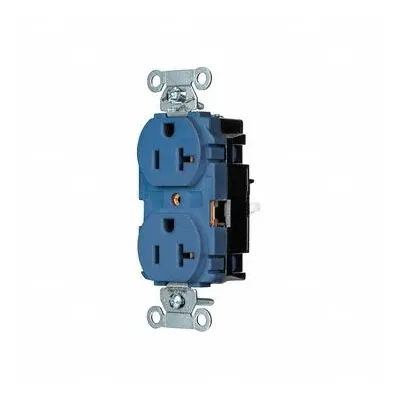 HUBBELL 5352STBL Duplex Receptacle, 5-20, Blue, 125V AC, 20A, 2-Pole/3-Wire - General Purpose Receptacles