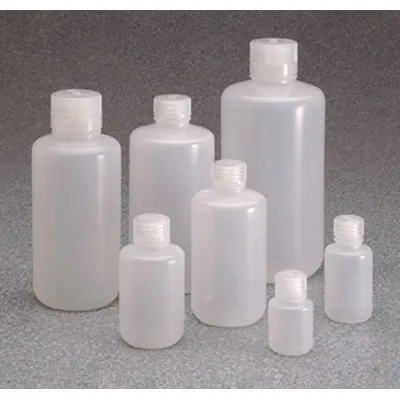 NALGENE Storage Bottle: LDPE, 4 fl oz, 125 mL, Natural, 24 mm Screw Closure Size - LDPE Narrow Mouth Round Lab Bottles