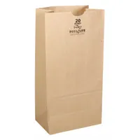 Grocery Bag: 8 1/4 in Wd, 5 5/12 in Dp, 16 1/6 in Ht, Grocery Bag, Kraft, 400 PK (MPN 70220)