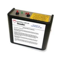 120V/24V Models available Green LED indicates power On Red LED indicates Low Water Test button Meets requirements of ASME Standards CSD-1 No lock out with loss of...