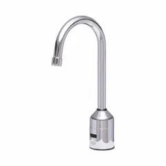 Brass construction with chrome finish. Single-post design with spray function. Includes single supply hose. Suitable for touch-free operation in commercial restrooms.