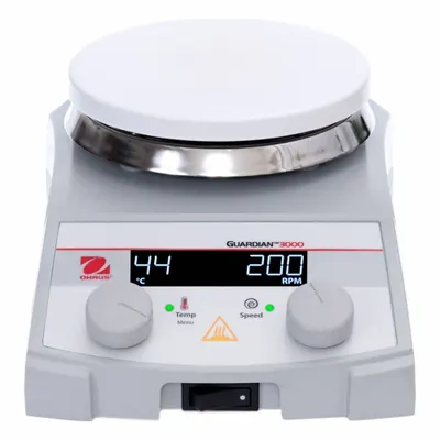 OHAUS Hot Plate Stirrer: US Std Plug Type, 1 Positions, Round, Hot Plate Stirrer - Single-Position Hot Plate Stirrers