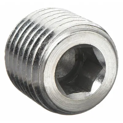 PARKER Cored Hex Drive Plug, Carbon Steel, 3/8 in NPT, 7600 psi - Threaded Instrumentation Extreme-Pressure Pipe Fittings
