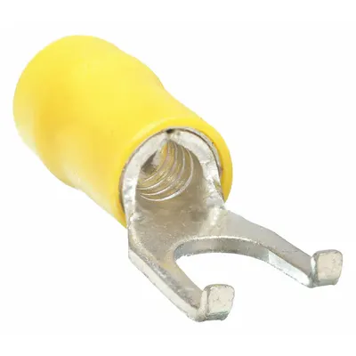 OEM Fork Terminals: Yellow, Vinyl, #8 Stud Size, 12 AWG – 10 AWG Wire Range - Insulated Fork Terminals