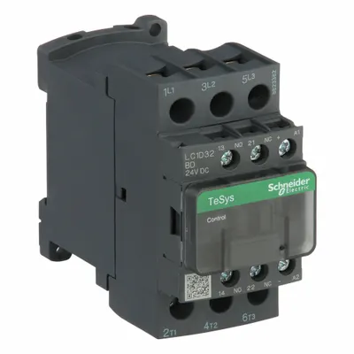 SCHNEIDER Magnetic Contactor: Non-Reversing, 3 Poles, 3NO Contacts, 32 A - Non-Reversing IEC Contactors
