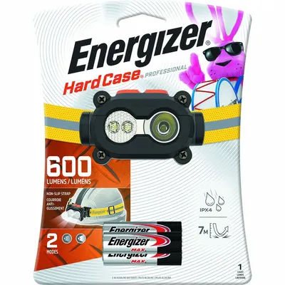 ENERGIZER Headlamp: 600 lm Max. Brightness, 23 hr Max Run Time, 140 m Max Beam - Headlamps
