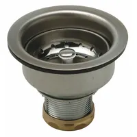 ZURN Strainer: Stainless Steel, Stainless Steel, 3 1/2 in Overall Ht, 4 3/8 in Overall Dia, Threaded (MPN ZSS3000B-SS)