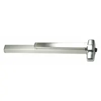 Rim-type exit device with touchbar style for doors up to 4 ft wide. Chrome finish with night latch outside trim. ADA compliant. Suitable for commercial egress applications requiring panic hardware