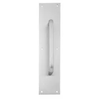 IVES Door Pull Plate: 3 1/2 in Wd, 15 in Ht, Stainless Steel (MPN 8302-8 US32D 3.5X15)