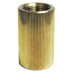 This angle adapter and barrel extension coupler features a 1 1/8"-12 thread and 2 1/2 in overall length. It is used to extend or adapt air gun assemblies for reaching confined spaces or attaching compatible nozzles in industrial pneumatic applications.