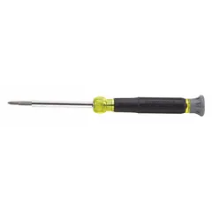 Precision multi-bit screwdriver with four interchangeable tips: Phillips #0 and #00, slotted 1/8 in and 5/32 in. Designed for precision work such as electronics assembly, telecommunications, and small appliance repair where accurate screw driving in confined spaces is required.