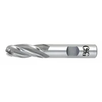 Cobalt steel ball end mill with 4 flutes, 7/16" cutting diameter, 1-1/4" length of cut, and 3-1/4" overall length. Suitable for contouring, slotting, and profiling in general-purpose milling of ferrous and non-ferrous materials. Ball nose design enables 3D surface work and finishing curved surfaces