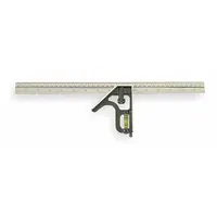 JOHNSON LEVEL Combination Square: Inch/Metric, Stainless Steel, 4 3/4 in, 16 in x 0.85 in, Cast Zinc (MPN 420EM)