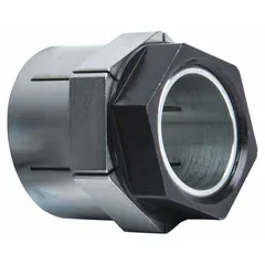 This single-nut locking assembly keyless bushing mounts components such as pulleys or sprockets onto a 30 mm shaft without a keyway, providing a zero-backlash concentric connection. It has a 51 mm outer diameter, 57.2 mm width, and is made of zinc-plated steel. This metric bushing has no flange.