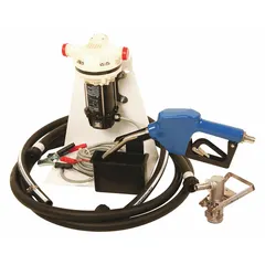 This 12 V DC electric drum pump delivers up to 8 gpm and is constructed of polypropylene for corrosion resistance. The kit includes a stainless steel nozzle and discharge hose; meter not included. Suitable for transferring diesel exhaust fluid (DEF) from totes or drums in fleet maintenance, trucking, and agricultural settings.