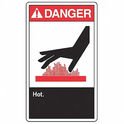 ACCUFORM Danger: Hot. Adhesive Vinyl Safety Sign, 5 Pack, 3 1/2 in x 5 in - Danger: Hot. Signs