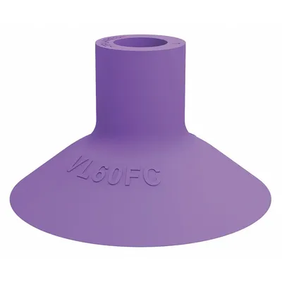 PIAB Vacuum Pad: Plain Pad without Adapter, 60 mm Pad Dia, Thermoplastic Elastomer - Flat Type Packaging Industry Vacuum Pads