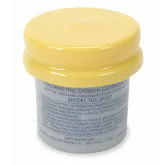 This plastic colormetric carbon replacement filter is designed for use with HPLC coalescing/carbon filters. It captures solvent vapors and odors from HPLC waste cans. Sold as a 3-pack, it is compatible with manufacturer part number 28162.