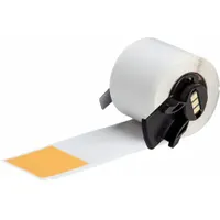 Precut vinyl wraparound label with orange matte finish, measuring 6 in x 1 1/2 in. Designed for permanent identification of wires and cables with diameters from 0.64 in to 1.43 in. Compatible with M611 printer series; requires ribbon M61-R4310
