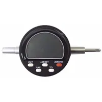 This digital indicator features a non-removable flat back for stable mounting on stands or fixtures. It offers inch/metric switchable display, 0.02 mm accuracy, and IP54 protection against dust and splashing water. Suitable for dimensional measurement in machining and quality inspection