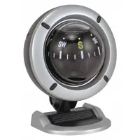 This vehicle compass provides directional guidance for automotive navigation. It features a black/silver finish and includes hook-and-loop mounting tape for secure attachment to dashboards or windshields. The compact 2 3/4-inch length allows for convenient placement in most vehicles