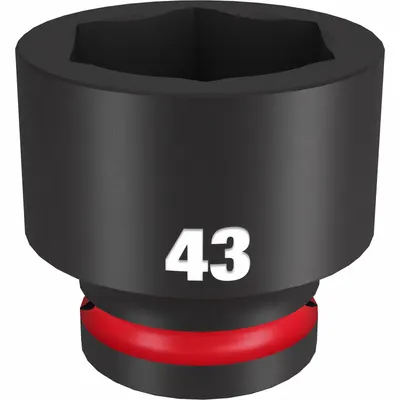 MILWAUKEE Standard Impact Socket: 3/4 in Drive Size, Metric, 43 mm Socket Size, 6-Point - 3/4" Drive Impact Sockets