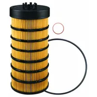 Cartridge oil filter element with cellulose media and offset bypass valve. Overall height 10 7/16 in, outside diameter 4 3/4 in. Cross-references to FleetGuard LF17511. For use in Detroit vehicle engines