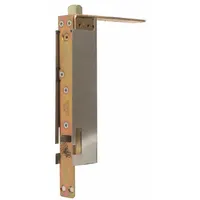 Stainless steel flush bolt for securing the inactive leaf of double doors. Installs flush into the door edge, sliding into the door frame or floor strike. Height 8 1/2 in, width 1 in, length 2 in