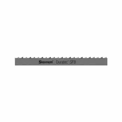 Carbon steel band saw blade with Duratec SFB tooth geometry, 9 ft 8 in length and 4 teeth per inch. Designed for cutting non-ferrous metals and wood in fabrication and woodworking applications.