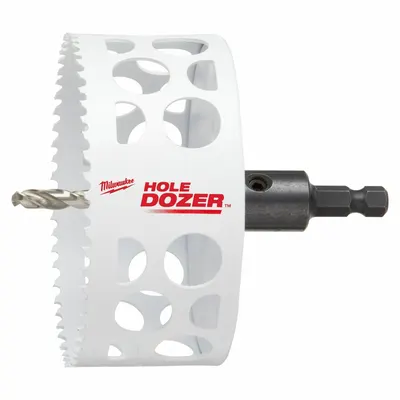 MILWAUKEE Hole Saw: 4 in Saw Dia., 3/5 Teeth per Inch, 1 5/8 in Max. Cutting Dp - Multi-Material-Cutting Hole Saws with Attached Arbor