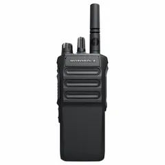 VHF digital DMR business radio operating at 5 W with 64 channels. No display; powered by a Li-Ion battery. Suitable for two-way communication in commercial and industrial settings where reliable team coordination is required. FCC license required for operation.