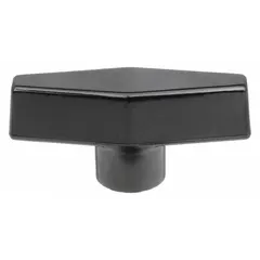 This T-handle knob is made of thermoset material and features a threaded hole with 1/4"-20 thread size and 14 mm thread length. With a 2.5 in diameter, it is suited for manual adjustment, clamping, or positioning on industrial machinery and equipment.