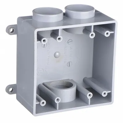 CANTEX Electrical Box: PVC, Rectangular, 2 Gangs, 1 in Hub Size, 35.3 cu in Capacity - PVC & Non-Metallic Weatherproof Electrical Boxes