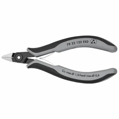 KNIPEX Precision Diagonal Cutting Plier: ESD-Safe, Std, Pointed, 5 in Overall Lg - ESD-Safe Standard-Cut Pliers