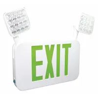 Exit Sign with Emergency Lights: White, 2 Faces, Green, LED, Ceiling/Wall, Nickel Cadmium (MPN FHEC35GRC)