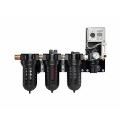 This AC-powered portable filtration panel delivers 150 cfm airflow at a maximum pressure of 125 psi. It includes a filtration panel and Quick-Disconnect Hansen fittings. Designed for supplied-air respirator systems, it supports multiple users in industrial environments requiring clean breathing air.