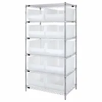 QUANTUM STORAGE SYSTEMS Shelving Unit: 24 in x 48 in x 74 in, 1 Sided, 10 Bins, Shelf Bin, Clear (MPN WR6-957CL)