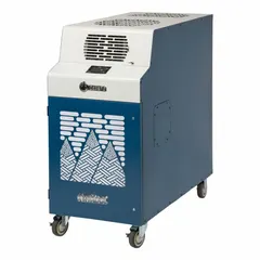 This heavy-duty portable air conditioner provides 29,500 BtuH of cooling capacity for indoor use in large spaces. It operates on 230V AC and includes an air filter. Suitable for industrial or commercial environments requiring spot cooling.