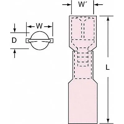 3M Wire Disconnect: Female Socket, Red, Nylon with Heat Shrink, Full Coverage - Fully Insulated Quick Disconnects with Heat Shrink
