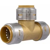This brass push-to-connect coupling is used to join or cap tubing ends in fluid-handling systems. It installs without soldering or tools, providing a secure seal for industrial plumbing and pneumatic applications