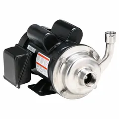 This Dayton centrifugal pump features a 316 stainless steel impeller and housing for corrosion resistance in chemical handling. It is powered by a 3/4 hp single-phase motor with a totally enclosed fan-cooled enclosure, operating at 115/230V AC. Suitable for transferring aggressive fluids in industrial processing and water treatment applications.