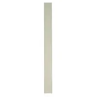 This pilaster is a structural component for commercial bathroom partitions, providing support and privacy between stalls. It is constructed with a powder-coated steel exterior in an Almond finish and a cellular honeycomb inner core. Dimensions: 82 inches height, 5 inches width, 1 1/4 inches thickness