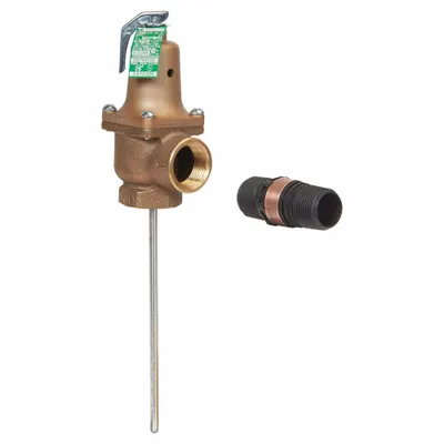 Watts Relief Valve: FNPTF x FNPTF, 1 1/4 in x 1 1/4 in, Bronze - ASME Section XIII Hot Water Pressure Relief Valves