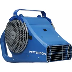 This PATTERSON fan is a high-velocity industrial wall-mount unit with a 1/2 hp motor operating at 115V AC. It features a single-speed, non-oscillating design with an arm mount for fixed-direction airflow. Suitable for ventilating, cooling, or drying in warehouses, workshops, and manufacturing facilities.
