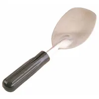 This stainless steel serving spoon is designed for scooping and serving ice cream in commercial kitchens, cafeterias, and food service operations. It features a 9-inch overall length and a silver finish. The utensil is not NSF certified