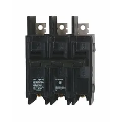 Three-pole bolt-on miniature circuit breaker rated 40 A at 240V AC, part of the BQH Series with high interrupting capacity. Provides overcurrent protection in industrial electrical distribution systems when installed in compatible panelboards.