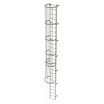 TRI-ARC Fixed Ladder with Safety Cage: 25 ft Overall Ht, 18 in Overall Wd, Steel - Safety Cage Fixed Ladders